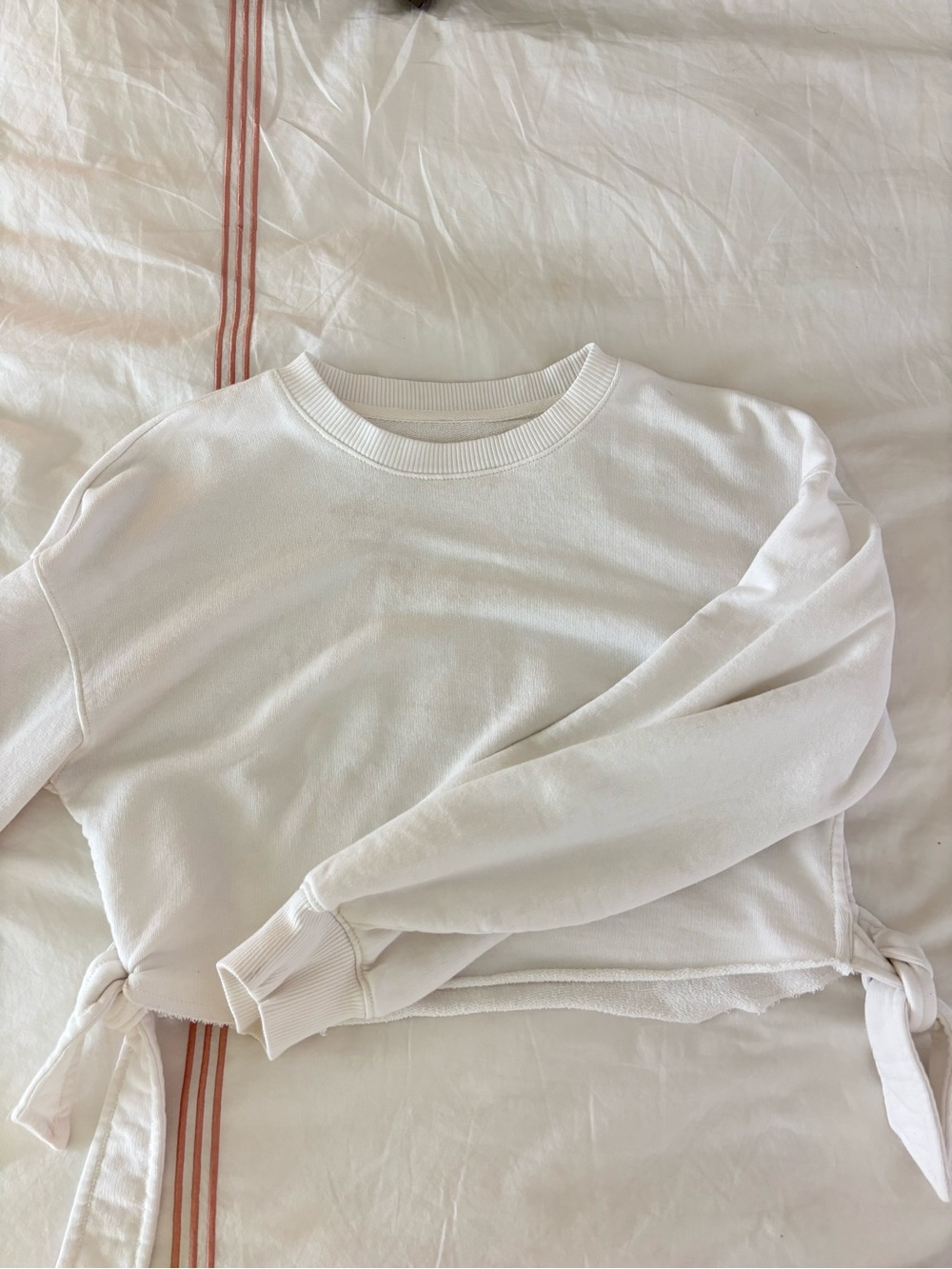 FP the Movement Cropped White Sweatshirt With Ties on the Sides